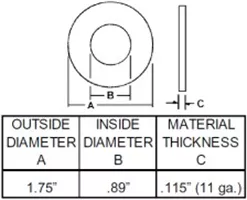 982-913612 - 1-1/8 INCH SQUARE AXLE SPINDLE WASHER FOR CASE IH