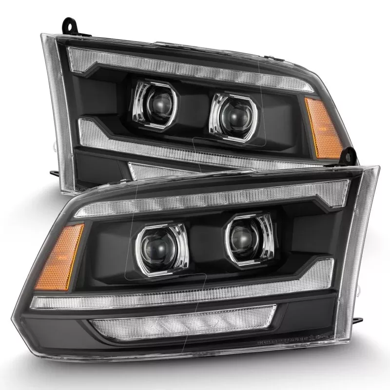 AlphaRex 09-18 Dodge Ram 2500 LUXX LED Proj Headlights Plank Style Blk w/Activ Light/Seq Signal/DRL - A&D Discount Performance
