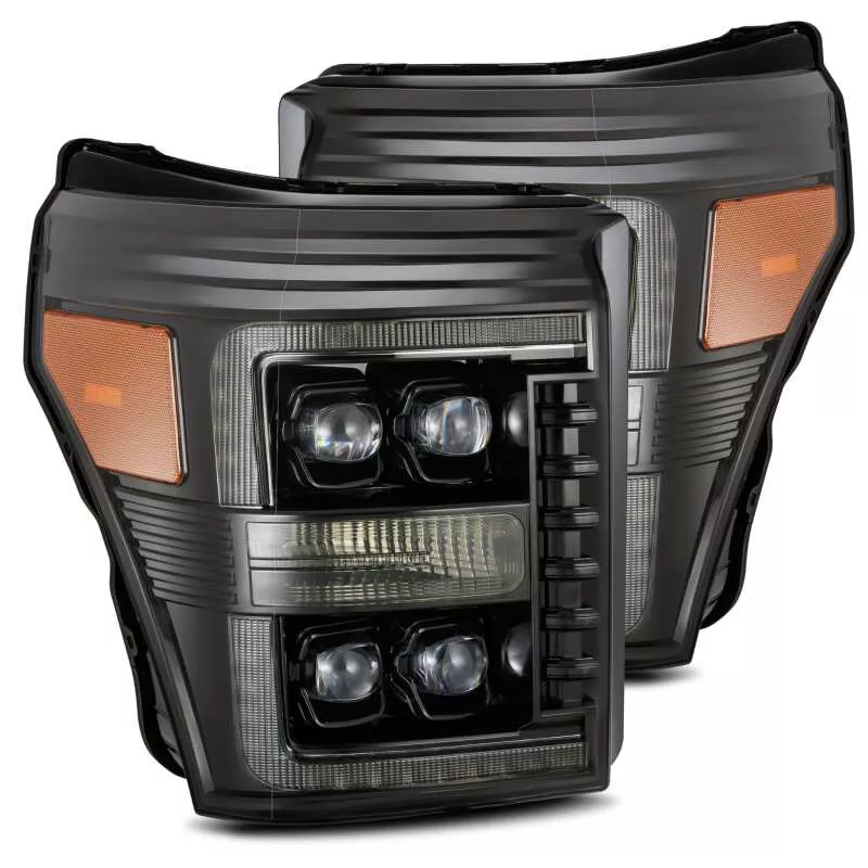 AlphaRex 11-16 Ford F-350 SD NOVA LED Proj Headlights Plank Style Alpha Blk w/Activ Light/Seq Signal - A&D Discount Performance