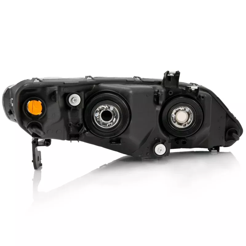 ANZO 2006-2011 Honda Civic 4 Door Crystal Headlight Black Amber (OE Replacement) - A&D Discount Performance