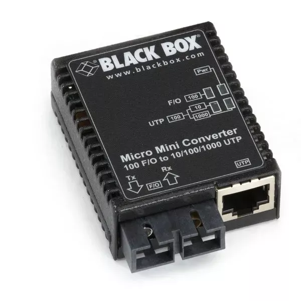 Black Box LMC404A Micro Mini Fast Ethernet (100-Mbps) Media Converter - 10/100/1000-Mbps Copper to 100-Mbps Singlemode Fiber 1310nm 30km