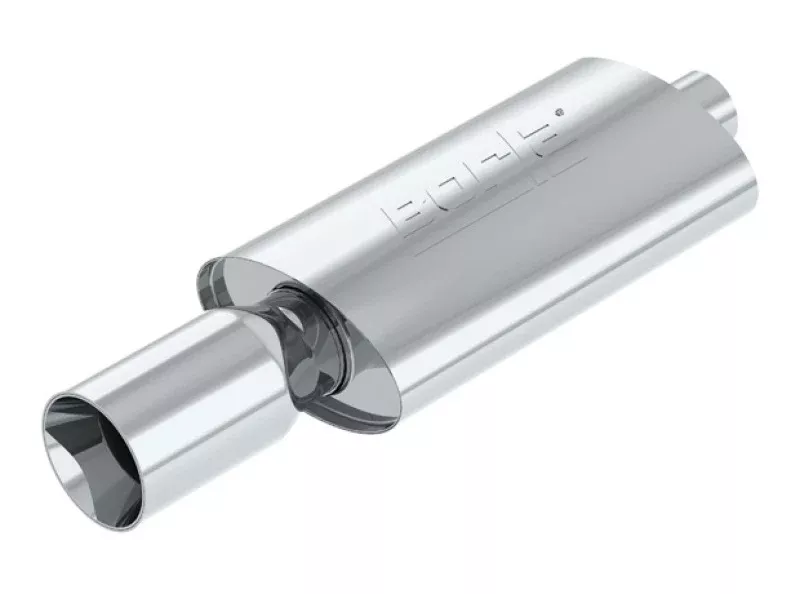 Borla Boomer Muffler Thumper Oval 2-1/4in In 4in Side Round Out - A&D Discount Performance