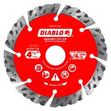 Freud Diablo 4-1/2"in. DiamondCut-Off Discs for Masonry DMAD-DDX