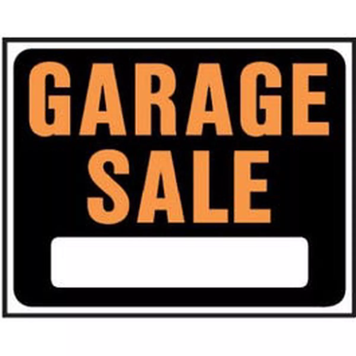 "Garage Sale" Sign, Hy-Glo Orange/ Black Plastic, 15 x 19-In.