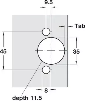 Hafele 315.04. Wide Angle Clip-On Hinge, Opening Angle 165Degree