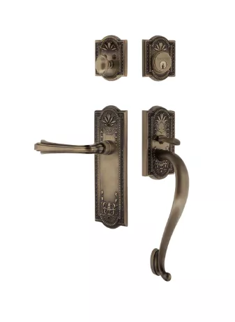 Nostalgic Warehouse MEAFLR_S Grip Meadows Plate S Grip Entry Set W/ Fleur Lever