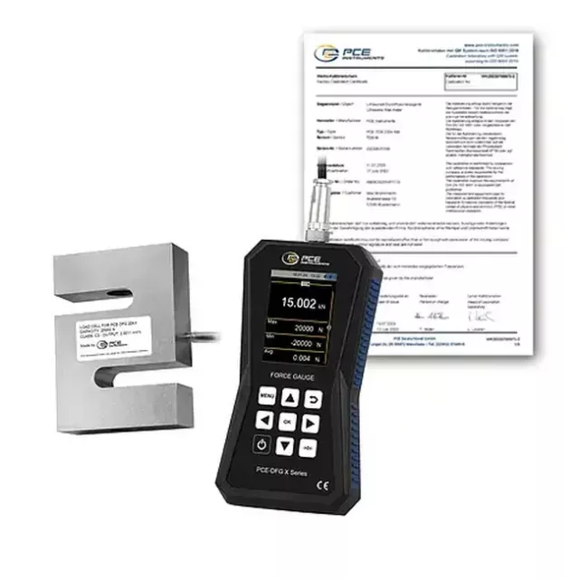 PCE Instruments PCE-DFG 20K X-ICA Dynamometer with External Measuring Cell Up to 20 kN incl. ISO Calibration Certificate