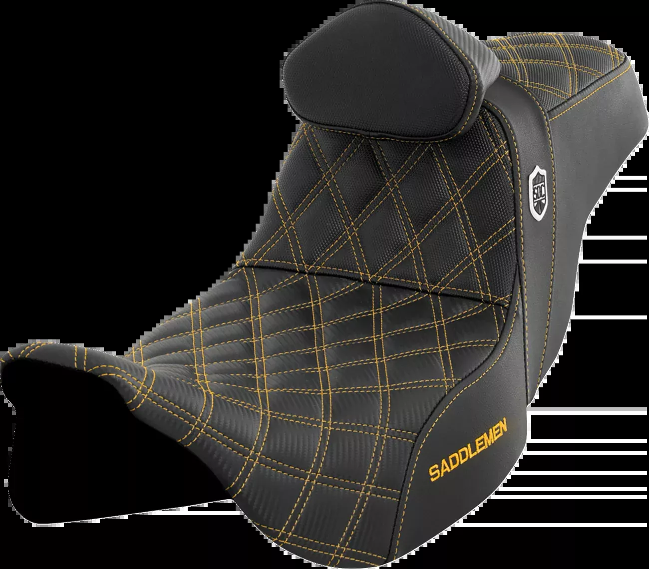 Saddlemen Pro Series SDC Performance Seat - with Backrest - Gold Stitc