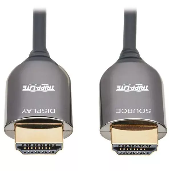 Tripp-Lite P568F-15M-8K6 8K HDMI Plenum-Rated Fiber Active Optical Cable (AOC) - 8K UHD @ 60 Hz, HDR, M/M, Black, 15 m (49 ft.)