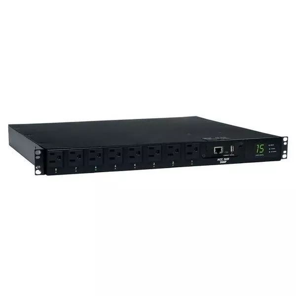 Tripp-Lite PDUMH15ATNET 1.4kW Single-Phase Switched Automatic Transfer Switch PDU 2 120V 5-15P 15A Inputs 8 5-15R Outputs 1U TAA