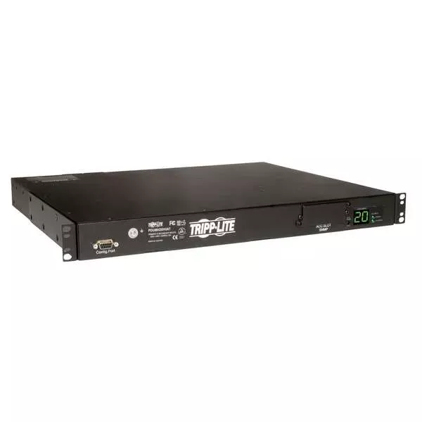 Tripp-Lite PDUMH20HVAT 3.8kW Single-Phase Local Metered Automatic Transfer Switch PDU Two 200-240V C20 Inlets 8 C13 and 2 C19 Outputs 1U TAA