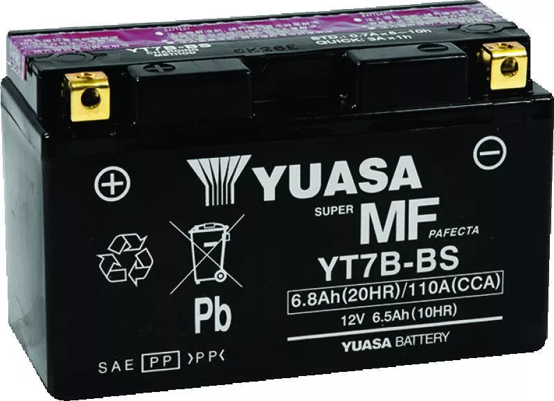 Yuasa YT7B-BS Maintenance Free AGM 12-Volt Battery w/Bottle - A&D Discount Performance